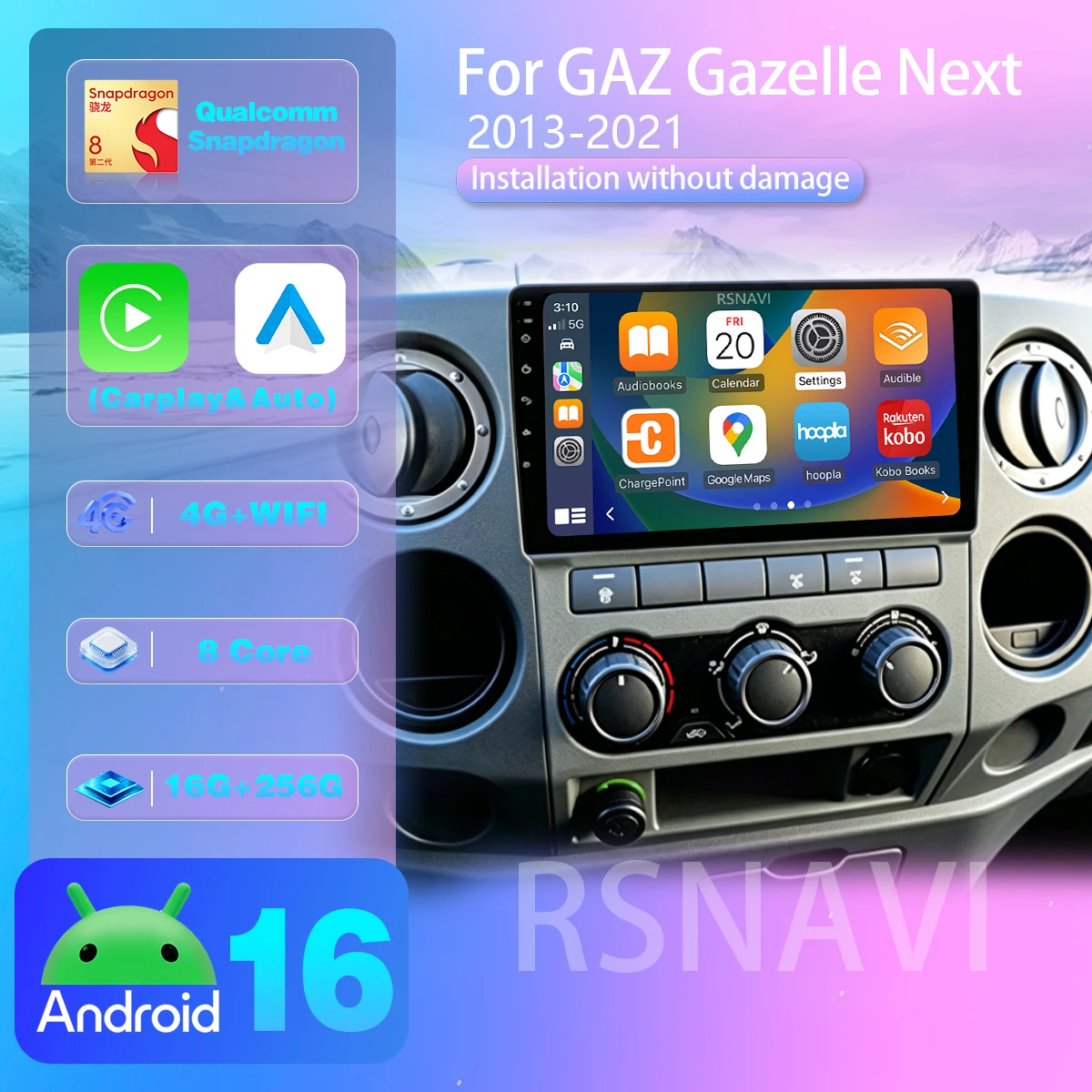 Android 16 Carplay Auto GPS Multimedia Player For GAZ Gazelle Next 2013 2014 - 2021  DVD BT video DSP 2din Head Unit Snapdragon