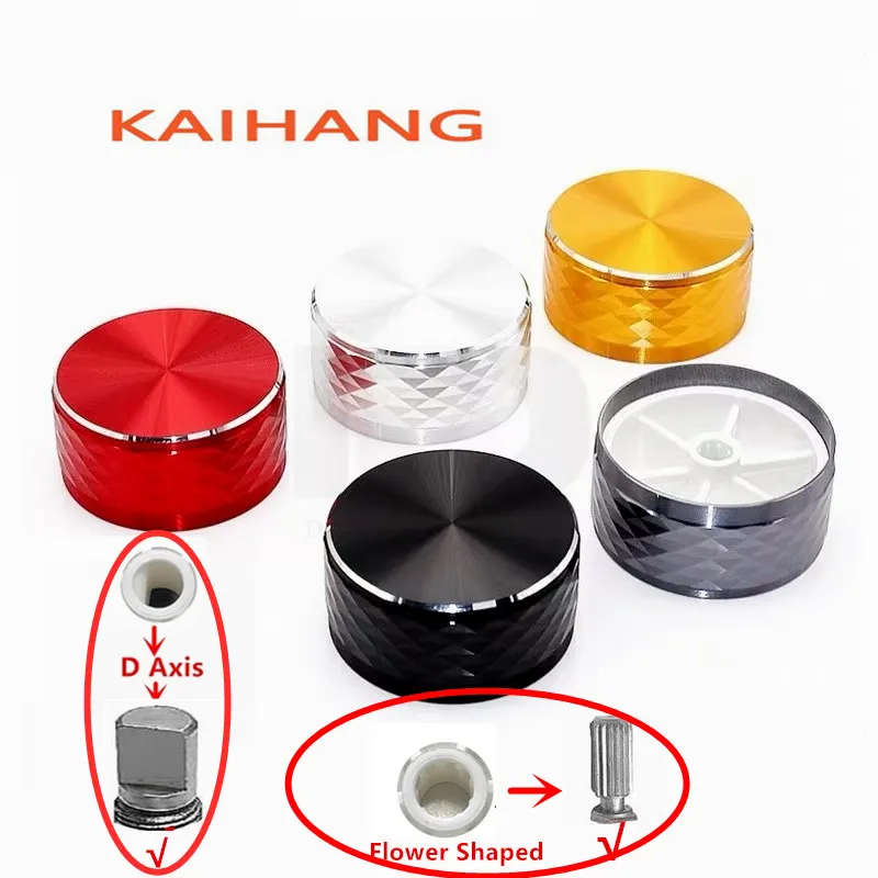 1PCS 40mm X 19mm Aluminum Alloy Potentiometer Knob Amplifier Volume Gas Stove Mostat Knob Cap Flower Shaped / D-Axis Inner Hole