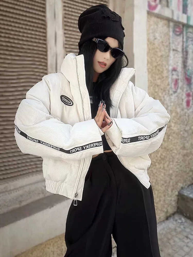 2024 Winter New European Trendy Down Jacket for Women Short Stand up Collar Thicke Warm White Duck Down Coat
