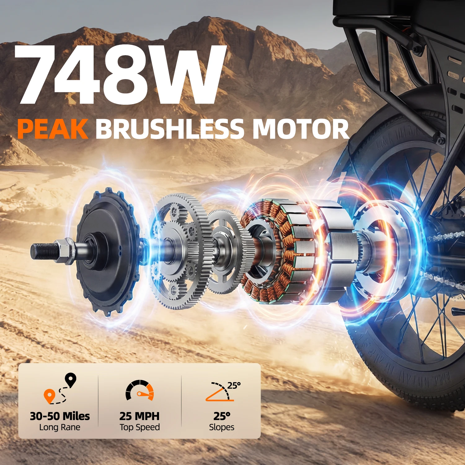 X5 20 Inch Fat Tire All‑Terrain Electric Bike, 1500W Peak Motor, 48V 15AH Removable Battery, Dual Disc Brake Adult E‑Bike for Off‑Road Beach Snow Commuting image 3