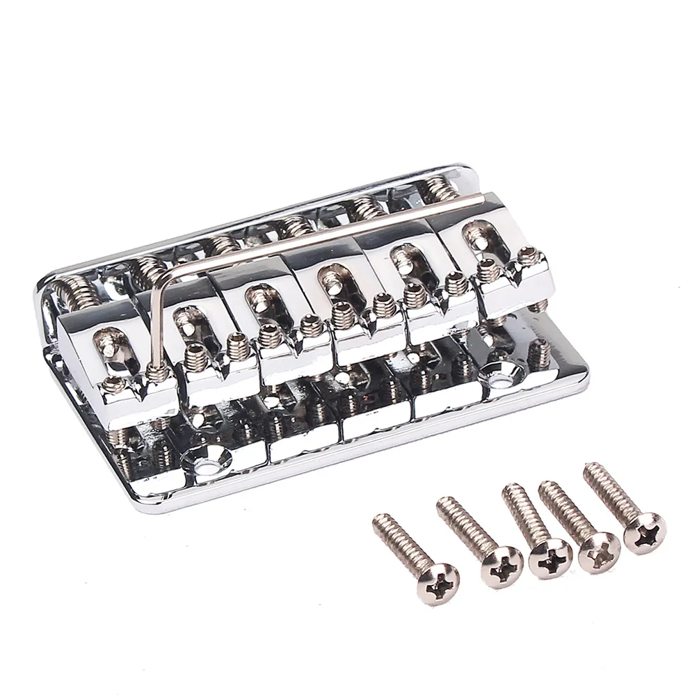 

6 String Silver Electric Guitar Bridge Fixed Hard Tail 65mm Bass Bridge Vintage Style 5 Screw Solid Metal Adjustable Sweet Tone