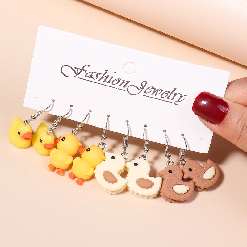 Aihua Cartoon Wolke Ente Ohrringe Set 3D Tier Niedlichen Schmetterling Bär Baumeln Ohrringe für Frauen Mädchen Kinder Trendy Schmuck Geschenke – Detail 2