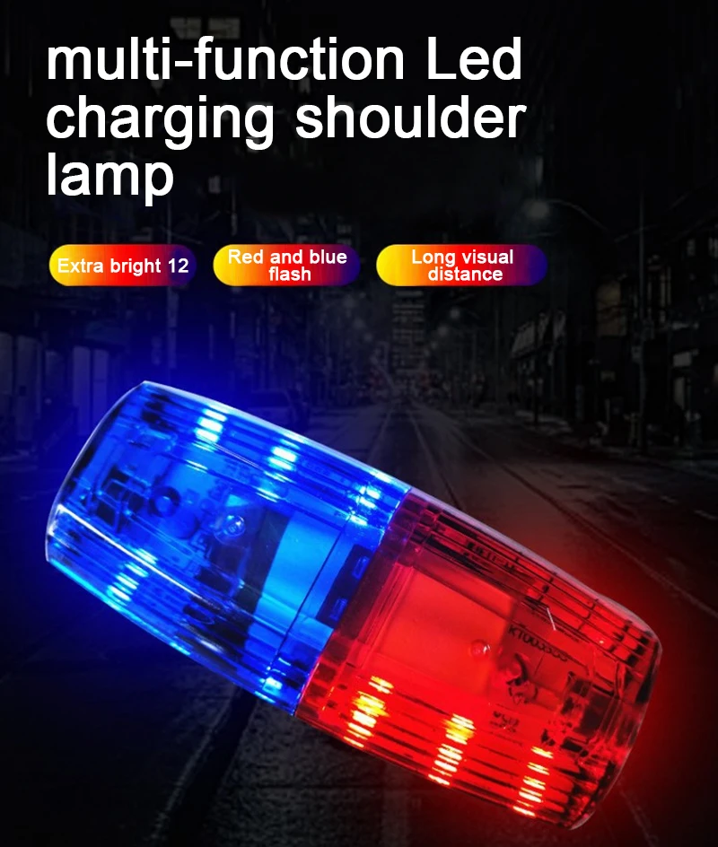 LED Shoulder Tactical Police Flashlight with Clip USB Rechargeable Torch Bike Taillight Helmet Warn Light Bike Accessories