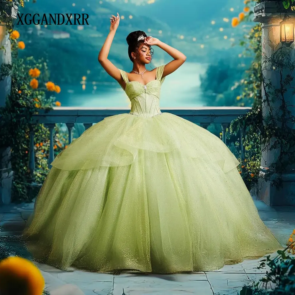 

Зеленые платья Quinceanera по индивидуальному заказу, 2025 г., элегантное бальное платье с кружевной аппликацией, милое платье на день рождения 16, Vestidos De 15 Anos, вечеринка по случаю дня рождения