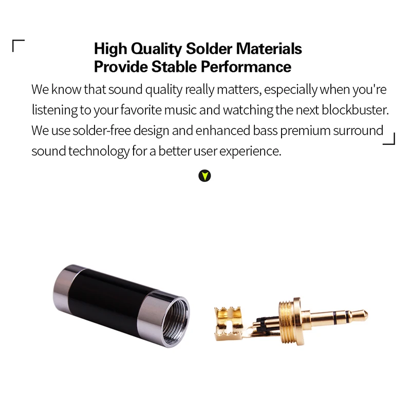 3.5 mm Jack Audio Adapter Stereo 3 Poles Earphone Plug Connectors Hifi Upgrade Headphones Wire 3.5mm Jack DIY Gold Plated