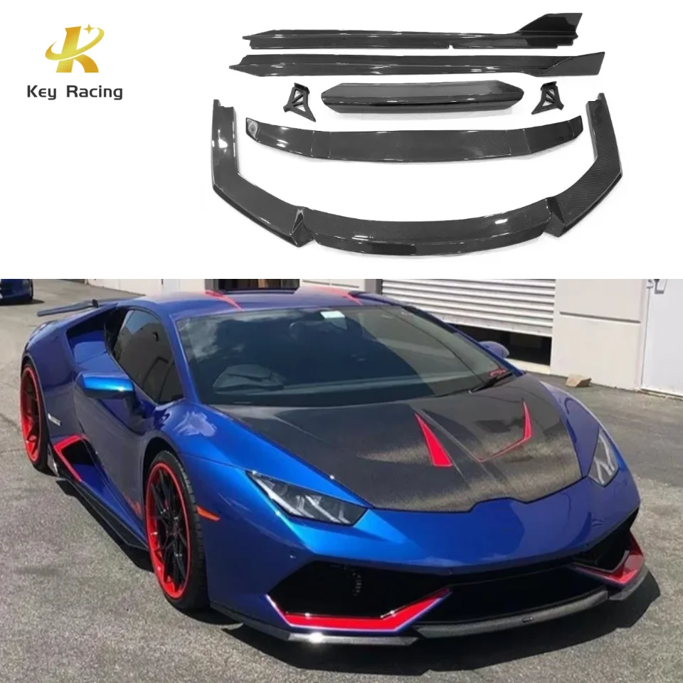 

Комплект кузова из углеродного волокна в стиле V, передний бампер, боковые юбки, задний спойлер для Lamborghini Huracan LP580 LP610, автомобильные аксессуары