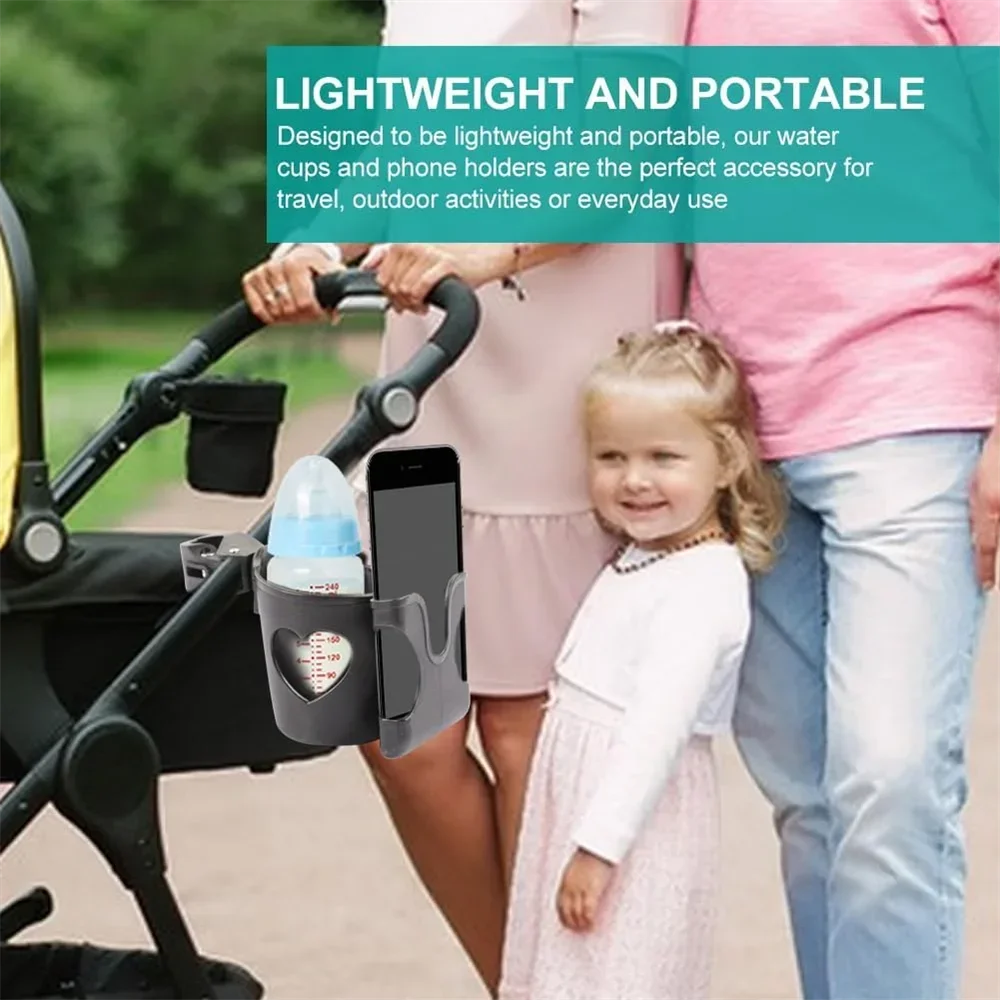 Baby stroller cup stand, 2-in-1 baby stroller bottle and phone stand, baby stroller, baby stroller wheelchair accessories