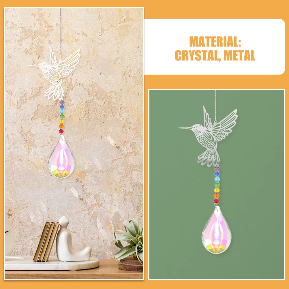 2 قطعة الطائر الطنان معلقة حلية الشمس الماسكون للنوافذ الكريستال ديكور عاكس ضوء ملون نافذة داخلية الجدار الشنق