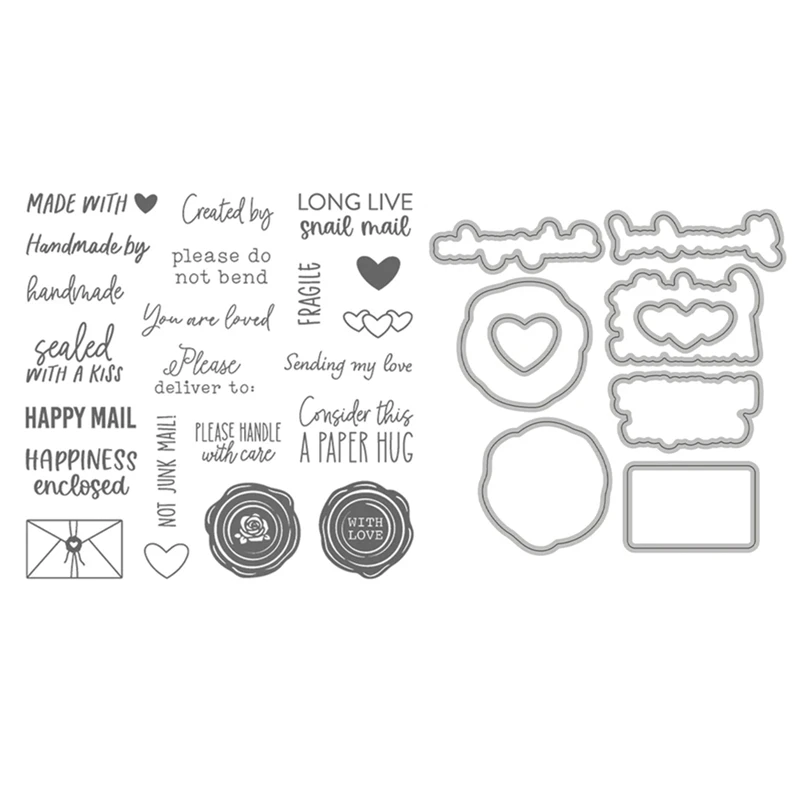 

Valentine's Day Clear Stamps and Cutting Dies for New 2021 Scrapbooking Paper Making Sealed With Love Frame Craft Supplies Card