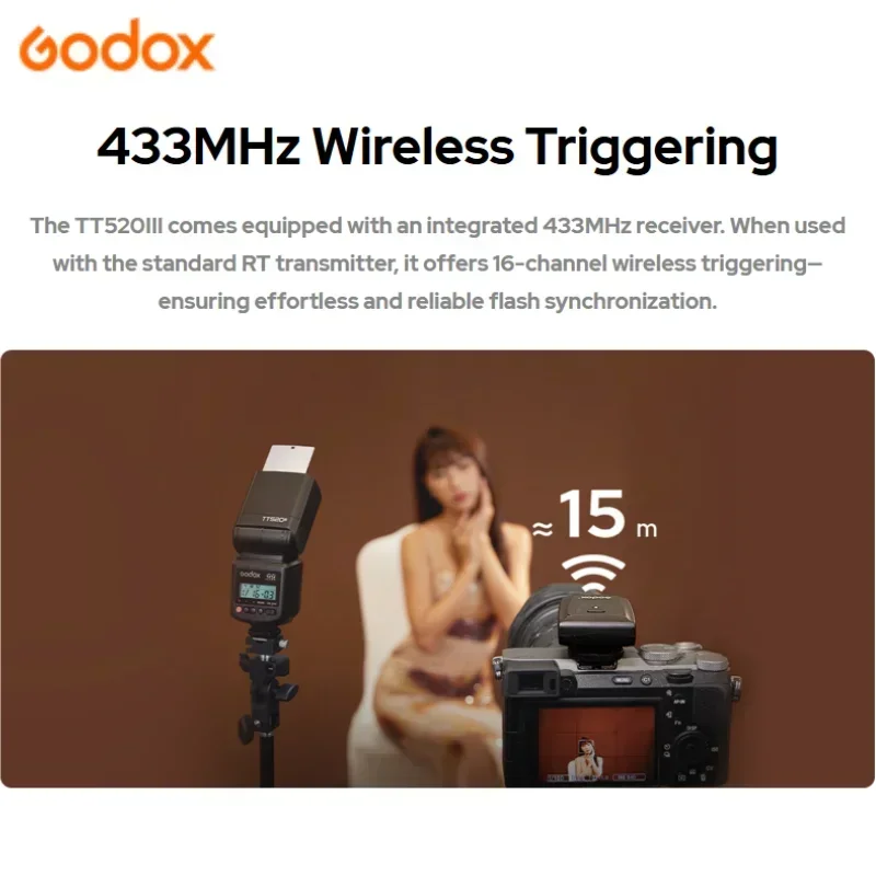 فلاش الكاميرا Godox TT520III نقل Speedlite الإلكتروني 433 ميجا هرتز الزناد اللاسلكي لكاميرات Canon Sony Olympus DSLR