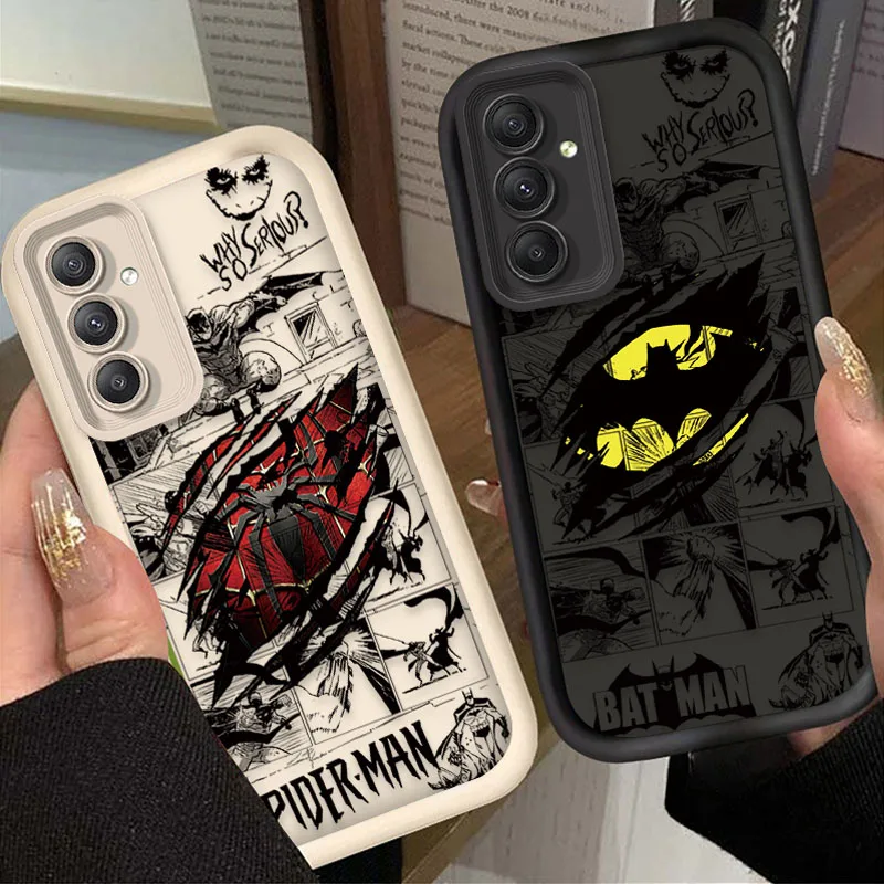 Marvel Spider Man Batmans Case for Samsung Galaxy S25 S24 S23 Ultra S22 S21 Plus FE 5G A54 A34 A14 A73 A53 A33 5G Silicone Cover