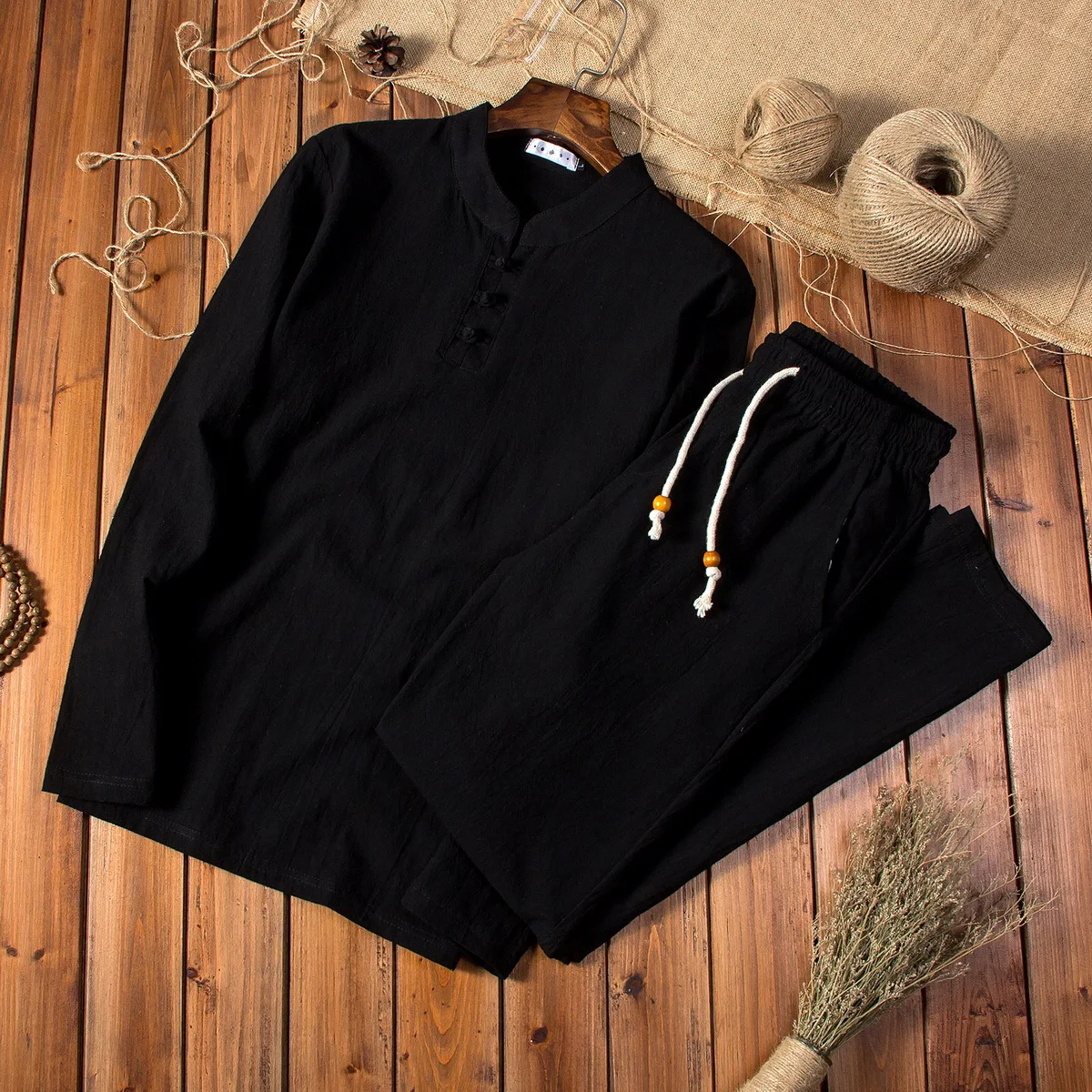 2025 Chinese Style Cotton Linen Casual Suits Spring Autumn Men's Long-sleeved Shirt and Pants Two-pieces Fashion Men Sets M-5XL