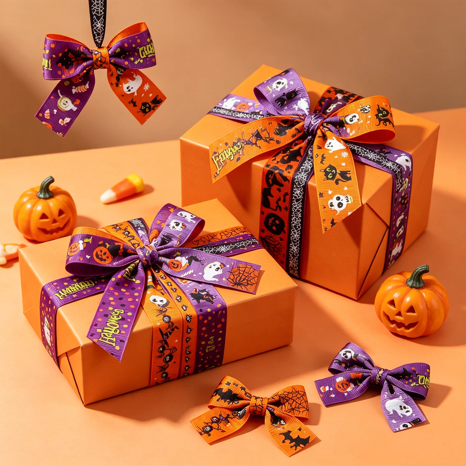 5-hoard Halloween-Band-Geschenkverpackung, DIY-Haarschmuck, Schleifengirlanden, Halloween-Dekorationsband im Großhandel