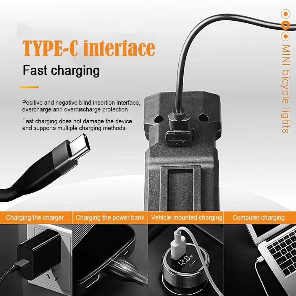 الدراجة الخفيفة USB قابلة للشحن الدراجة العلوي السوبر مشرق مصباح يدوي الضوء الخلفي والأمامي أضواء خلفية H7Q2