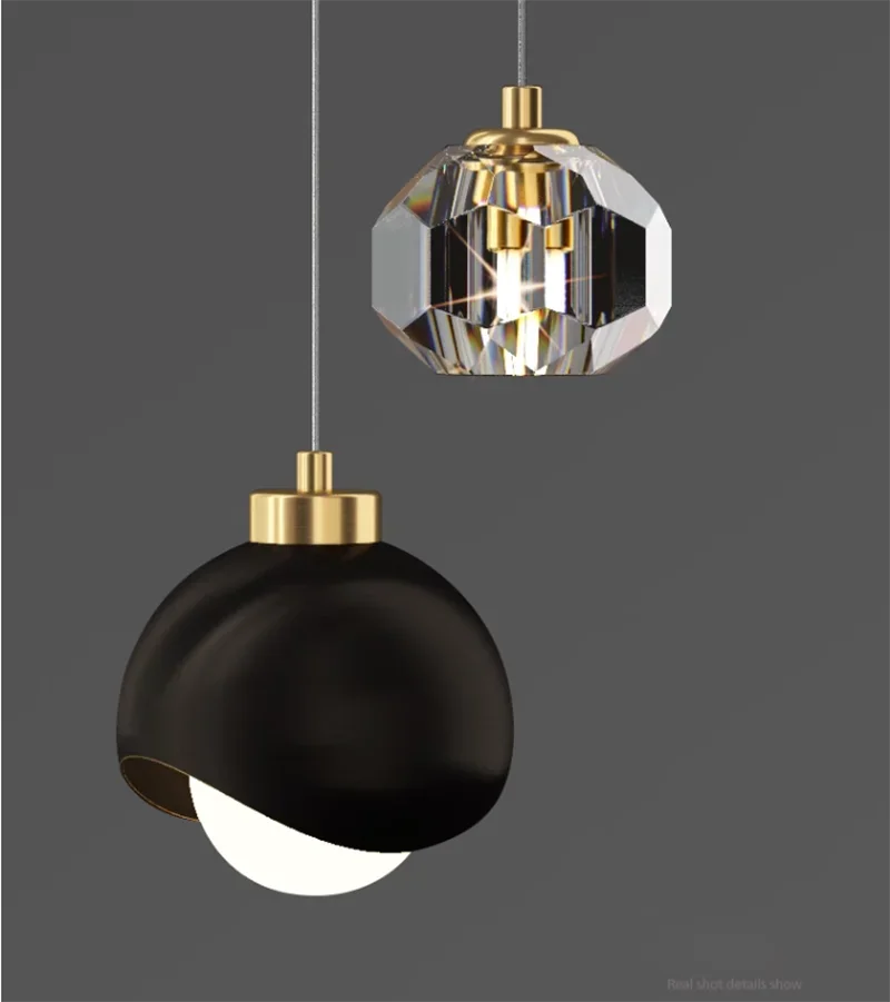 Nordic LED Crystal Ball Pendant Lights, Lâmpada de suspensão, Iluminação interior, Casa, Viver, Jantar, Quarto, Cozinha, Decoração do banheiro