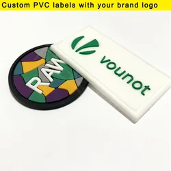 100pcs a lot Custom Your Logo/Letters PVC Drop plastic soft Rubber Label DIY Customized Silicone label for clothes Bag Tags