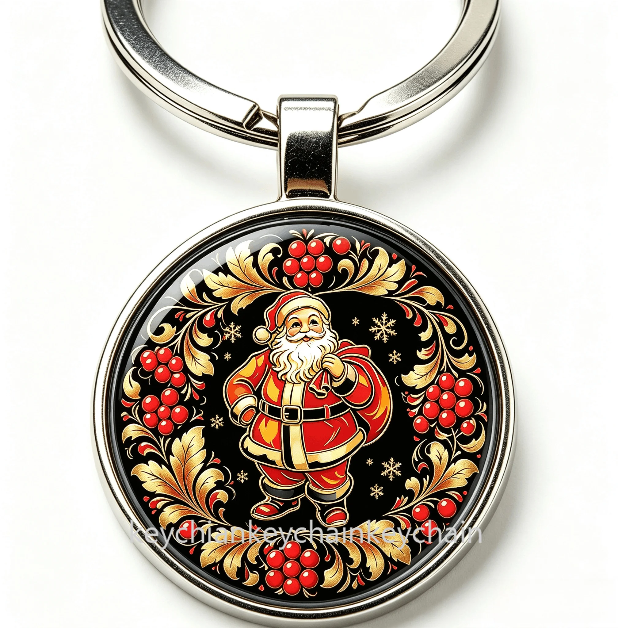 Russian folk art Christmas grandpa Keychain Keyring Bag Pendant Gift