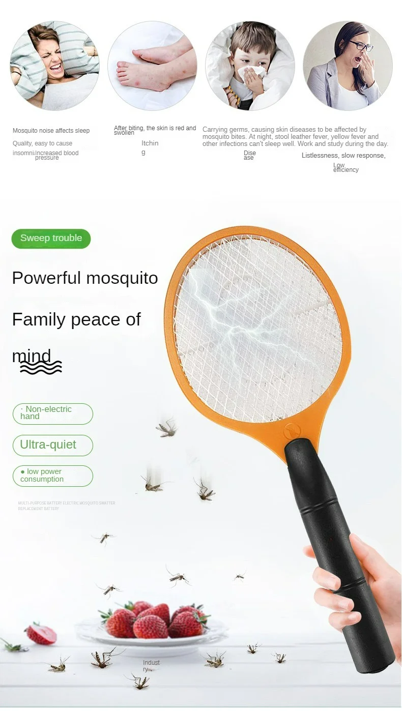 Urządzenie przeciw komarom elektryczny Fly Swatter odstraszacz szkodników łapka na owady rakieta zabija elektryczny komar ochrona przeciwko muchom