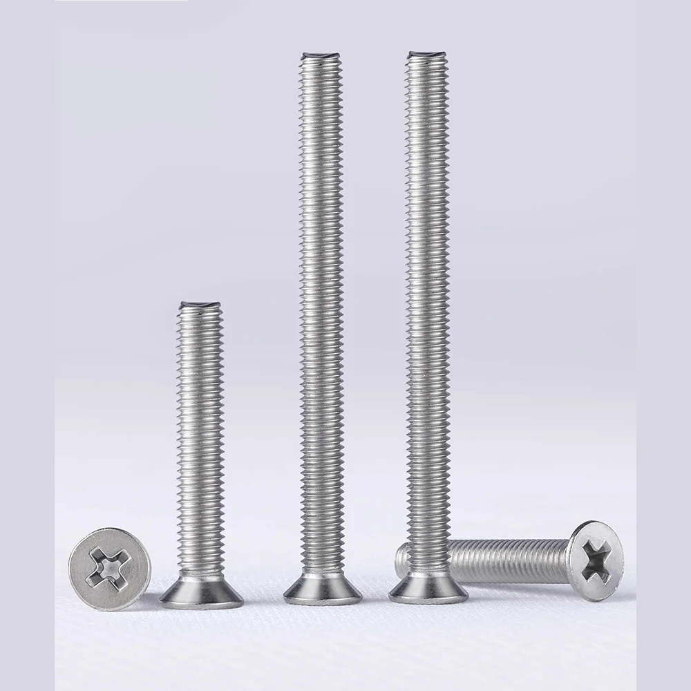 5-200 шт., нержавеющая сталь 304, удлиненные крестообразные винты с плоской потайной головкой и крестообразным шлицем, болт M3 M3,5 M4, длина 3/4/5/6-180 мм