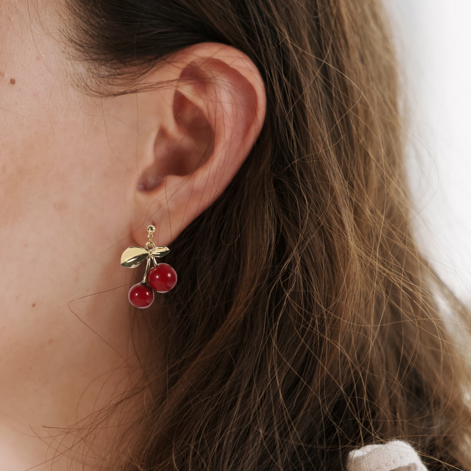 

Durable Copper And 925 Silver Needle Cherry Ear Studs Pretty Bow Shaped Earrings Hypoallergenic Ear Jewelry For Sensitive Skin