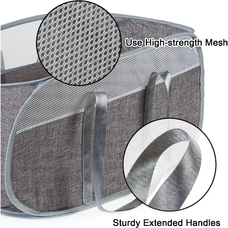 Creative Mesh Laundry Popup Hamper Laundry Baskets Durable Handles Lightweight Foldable Laundries Basket Laundry Room Storage