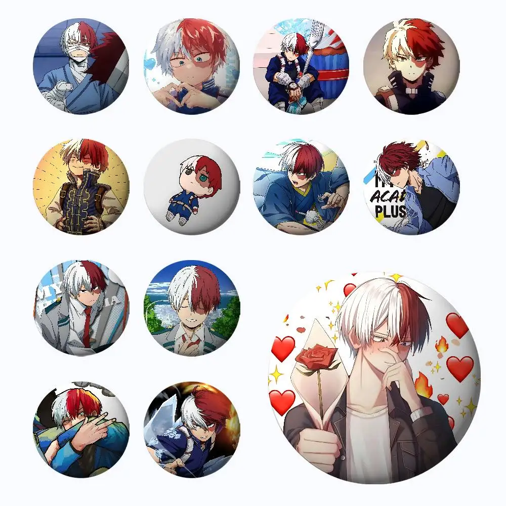 

Anime S-Shoto Todoroki Brooches Stylish Ornament Pins Exquisite Round Badge Bag Accessories Jewelry Gifts