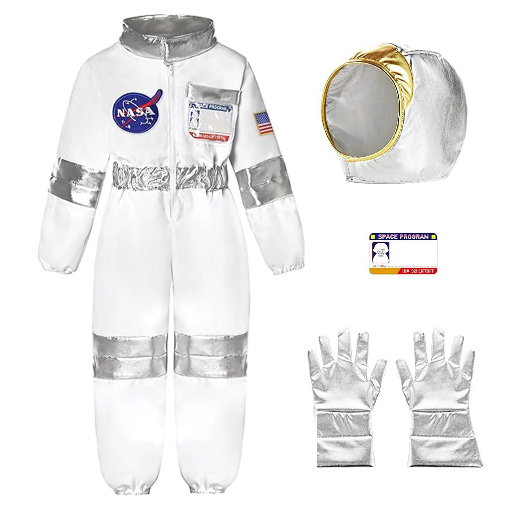 AstronsomGloves Cosplay Costume pour enfants, combinaison spatiale pour enfants, costume de jardin d'enfants, casque, fête de vacances, Halloween, garçons, filles