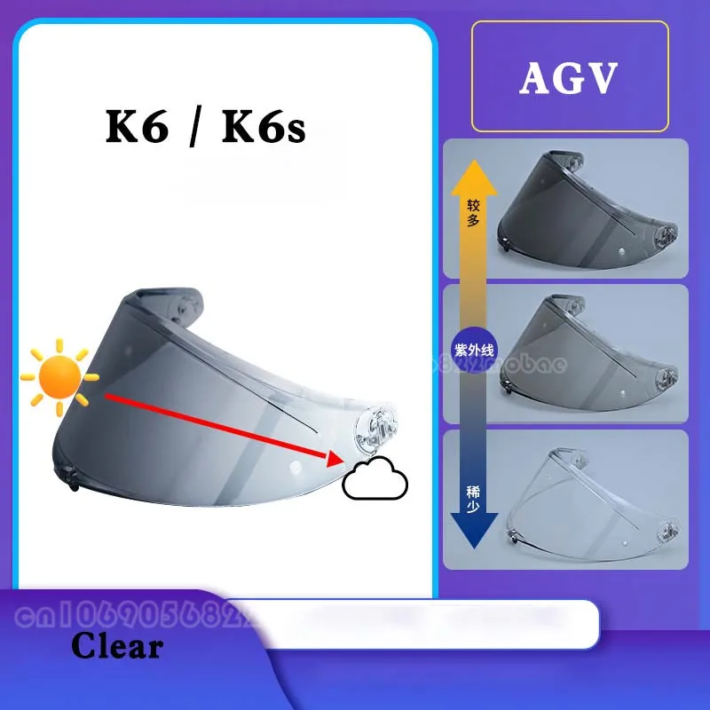 قناع خوذة متلون ضوئي ، رؤية ليلية للدراجات النارية ، واقي بديل ، AGV K1 ، K3SV ، K5 ، K5S ، K6 ، K6S ، Pista ، GPR ، GPRR ، CORSA R