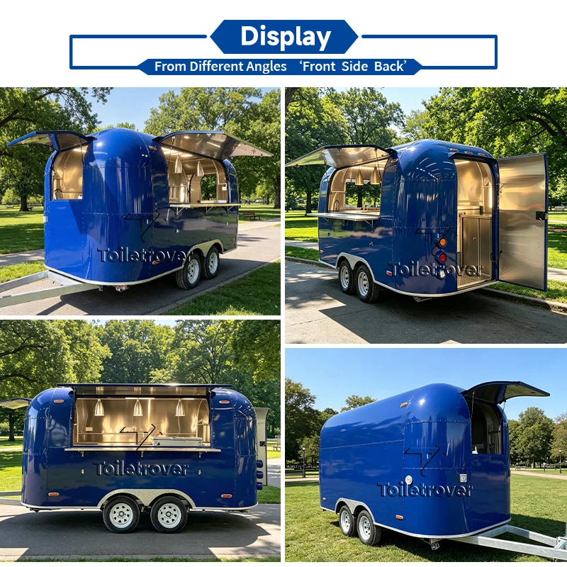 Concession Food Trailer Vintage Container DOT CE Certified Food Truck Manufacturers Kebab Bbq Fast Food Cart with Hood