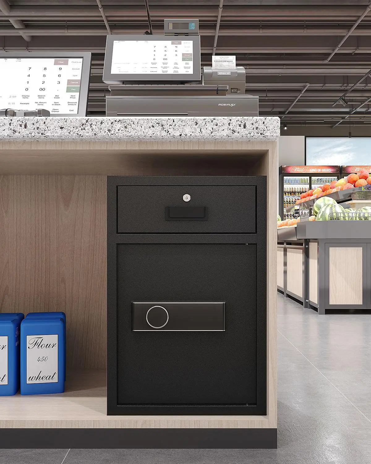 صندوق أمان 5.1Cuft مقاوم للحريق ومقاوم للماء مع درج، 3 طرق لفتح، تنبيه الاهتزاز والوضع الصامت، مقاوم للماء آمن للمنزل، من