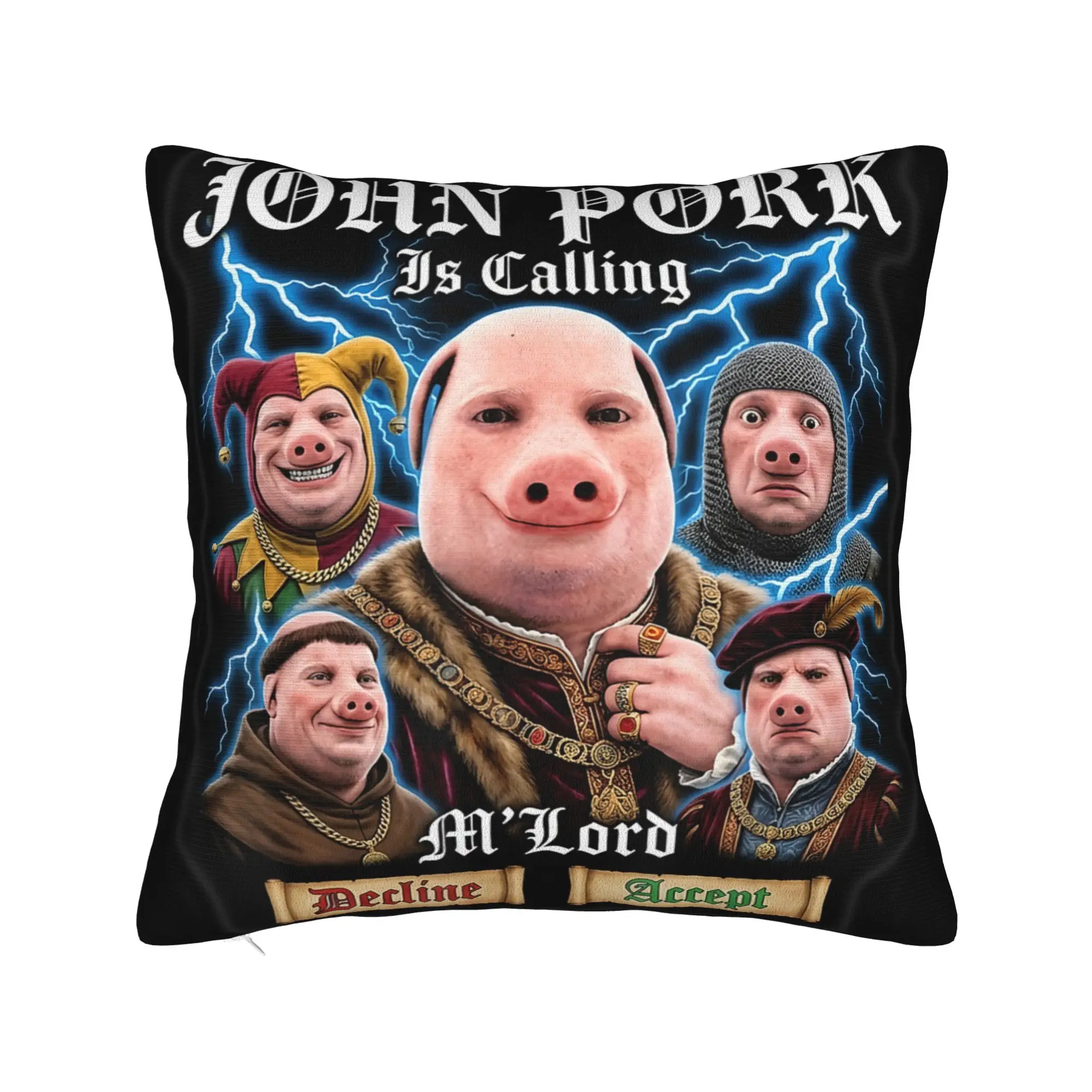 Pillow Cover John Pork is Calling Medieval Meme Brainrot  Funny Pillow Case For Sofa Home Decor Pillowcases