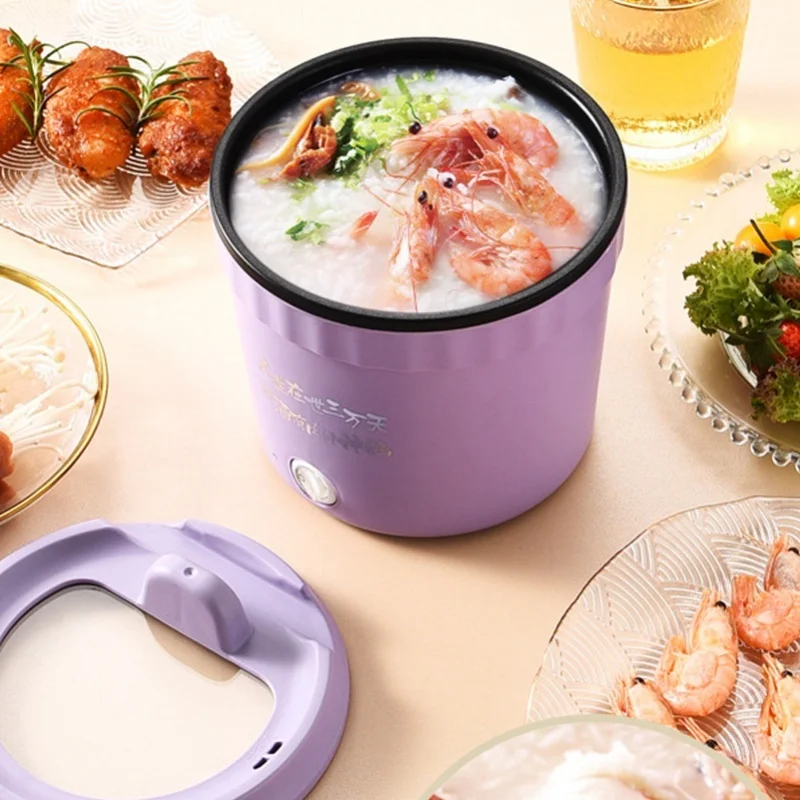 1.2L Non Stick Electric Cooker 450W Purple Mini Hot Pot For Ramen Egg Pasta Dumpling Soup Porridge Oatmeal Rapid Noodles