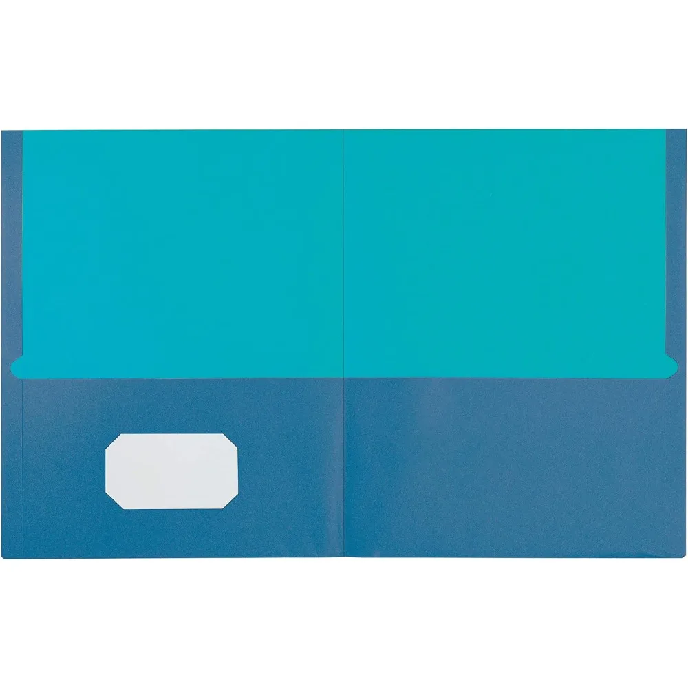 Assorted 2-Pocket Folders, Textured Paper, Letter Size, 25 Pack (Blue, Purple, Teal, Orange, Pink) view 2