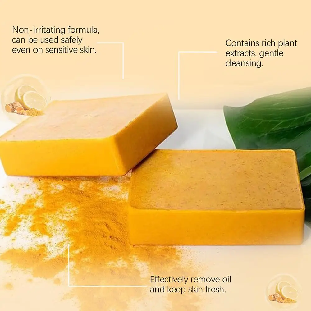 Turmeric Handmade Soap 3/ 1 Pcs Lemon Kojic Acid Soap For Face Body Deep Cleaning Bar Soap