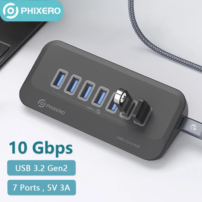 Док-станция PHIXERO USB 3,2, концентратор, 10 Гбит/с, разветвитель, док-станция, многопортовый разъем для SD-карты, тип C Gen2 для ноутбука Surface PC 3,0