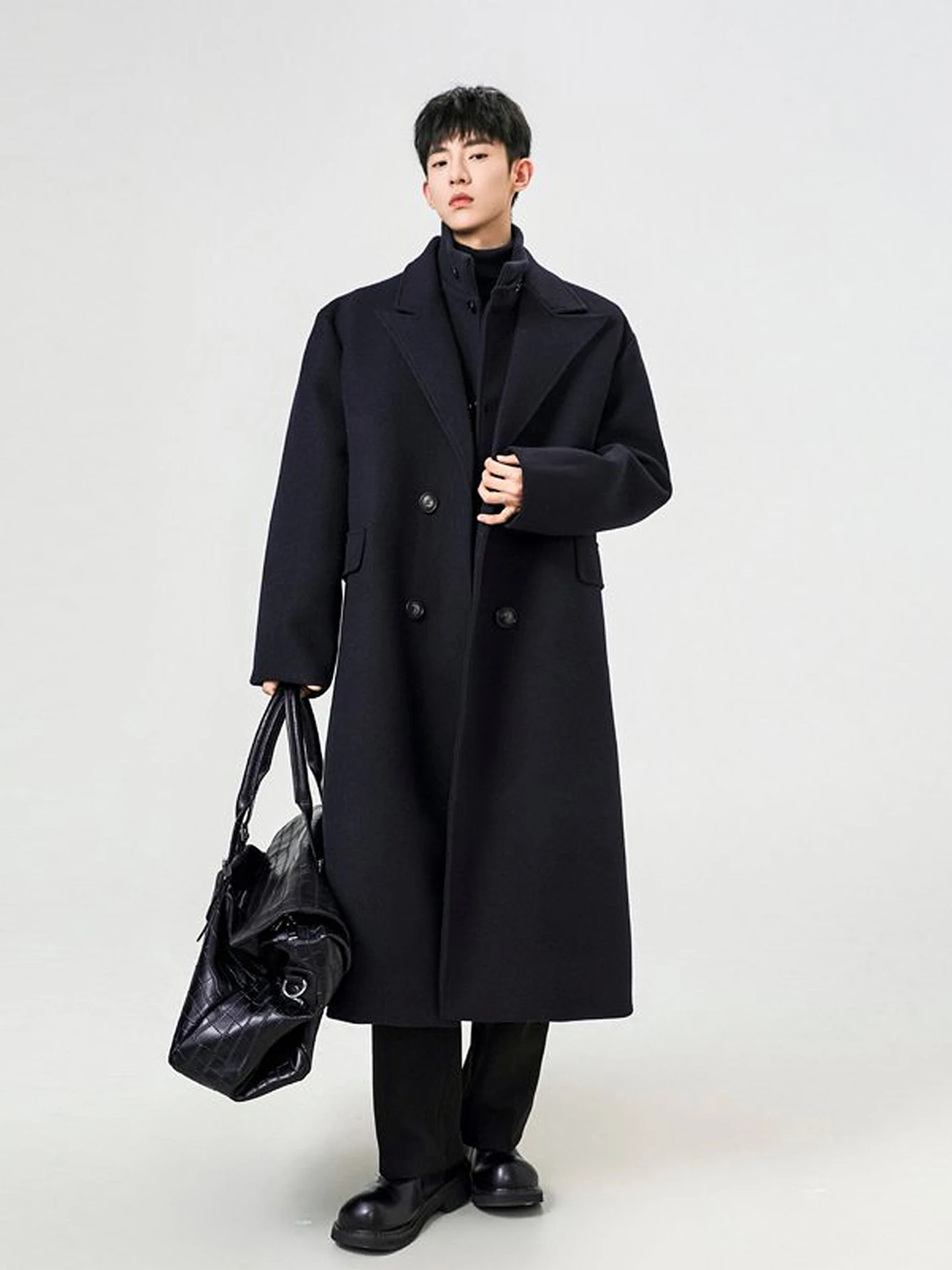 

Briti Sle Men's Sweater Coat Two-Piece Set Korean High-End Feeling Mid-Length Windbreaker Inner Woolen Vest Warm Cold-Res...