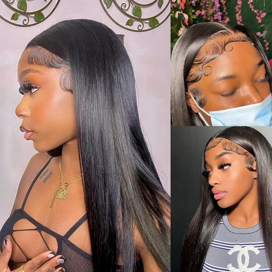 Transparent 180% Straight Human Hair Wig Straight Lace Front Wigs Human Hair Brazilian 13x4 13x6 Lace Frontal Wig For Women