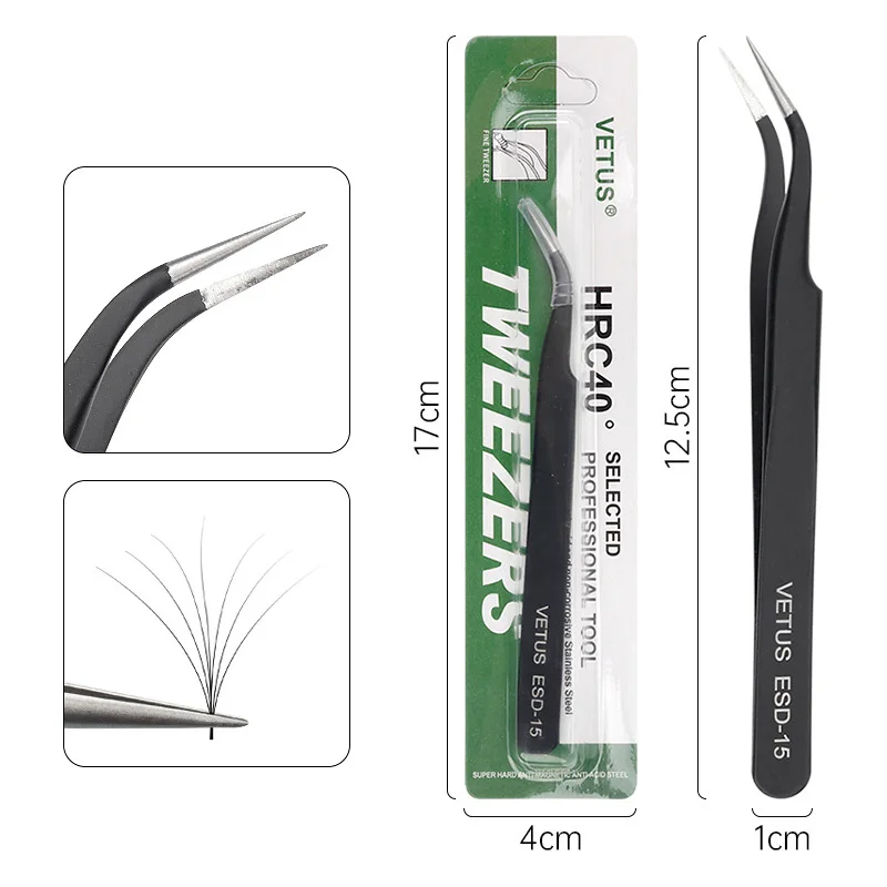 1 Pc Eyelash Stainless Steel Black Tweezer 3D Volume Lash Tweezer High Precision Anti-Static Tweezers Eyelash Extension Tools