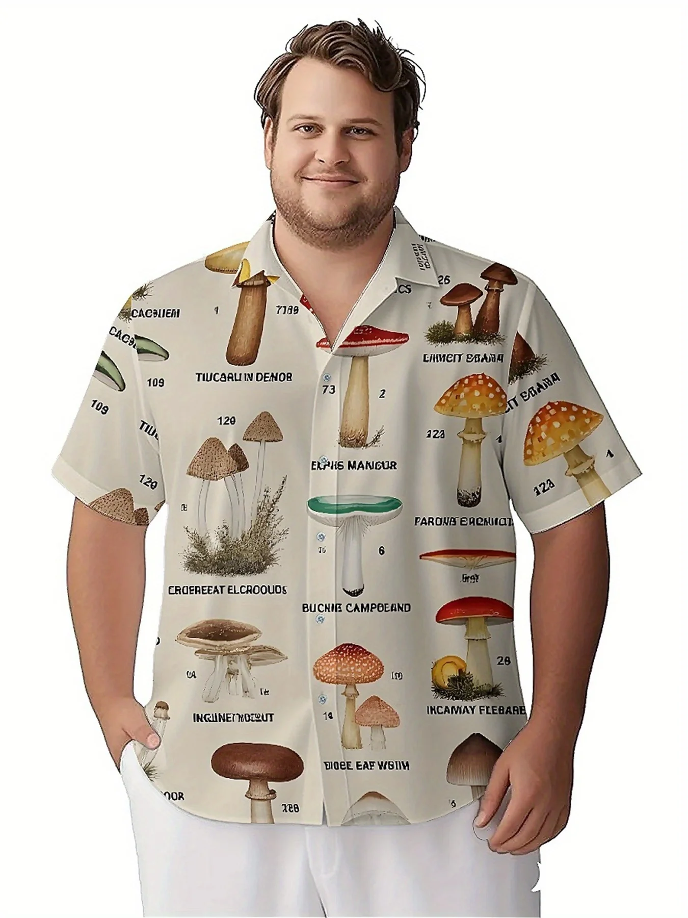 Men's Plus Size Hawaiian Shirts Mushrooms Pattern,New in Summer Fashion Tops,Hip Hop Rock Streetwear