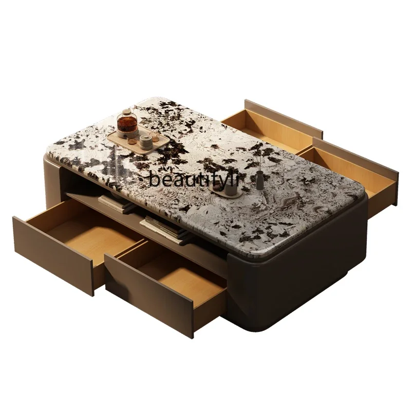 

X18 Luxury stone coffee table living room household modern light luxury marble coffee table, high-end large apartment villa