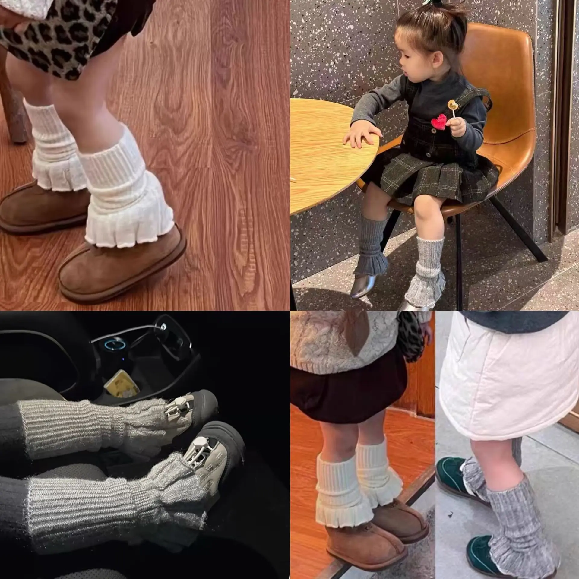 1 Pair INS Korean Casual Warm Knitted Leg Warmers for Kids Girl Solid Color Ruffle Pile Sock Autumn Winter Warm Outdoor Sock