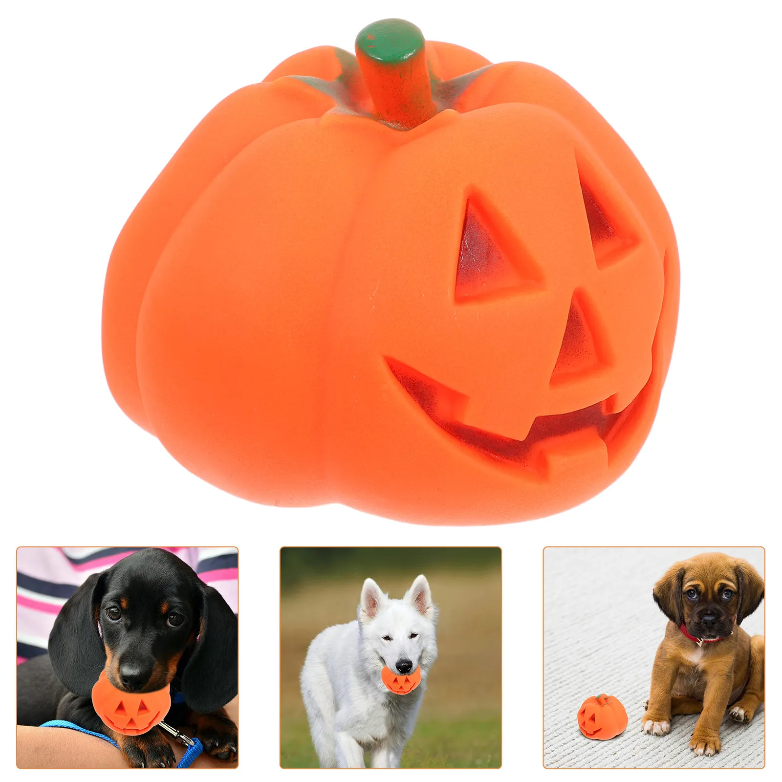 

Набор из 4 игрушек-пищалок для собак в форме тыквы на Хэллоуин, жевательные игрушки для щенков, для ухода за зубами, тренировки, устойчивые к укусам, для игр с питомцами