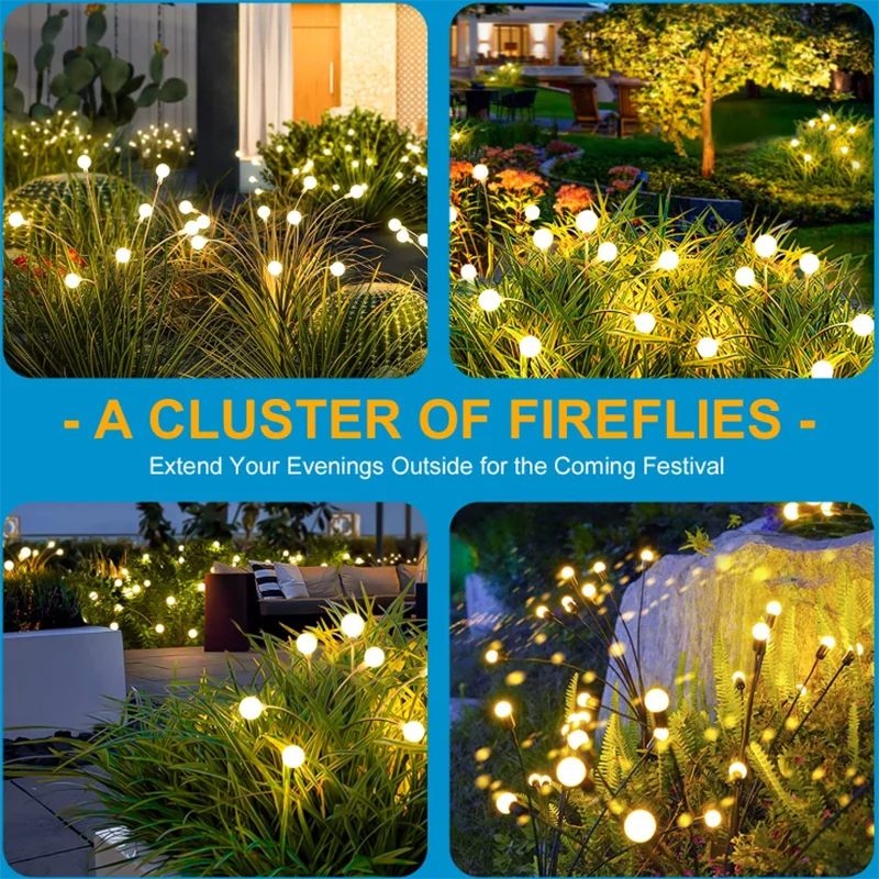 Solar LED Light Outdoor Garden Decoration Landscape Lights Firework Firefly Lawn Lamps Country House Terrace Balcony Decor Lamp