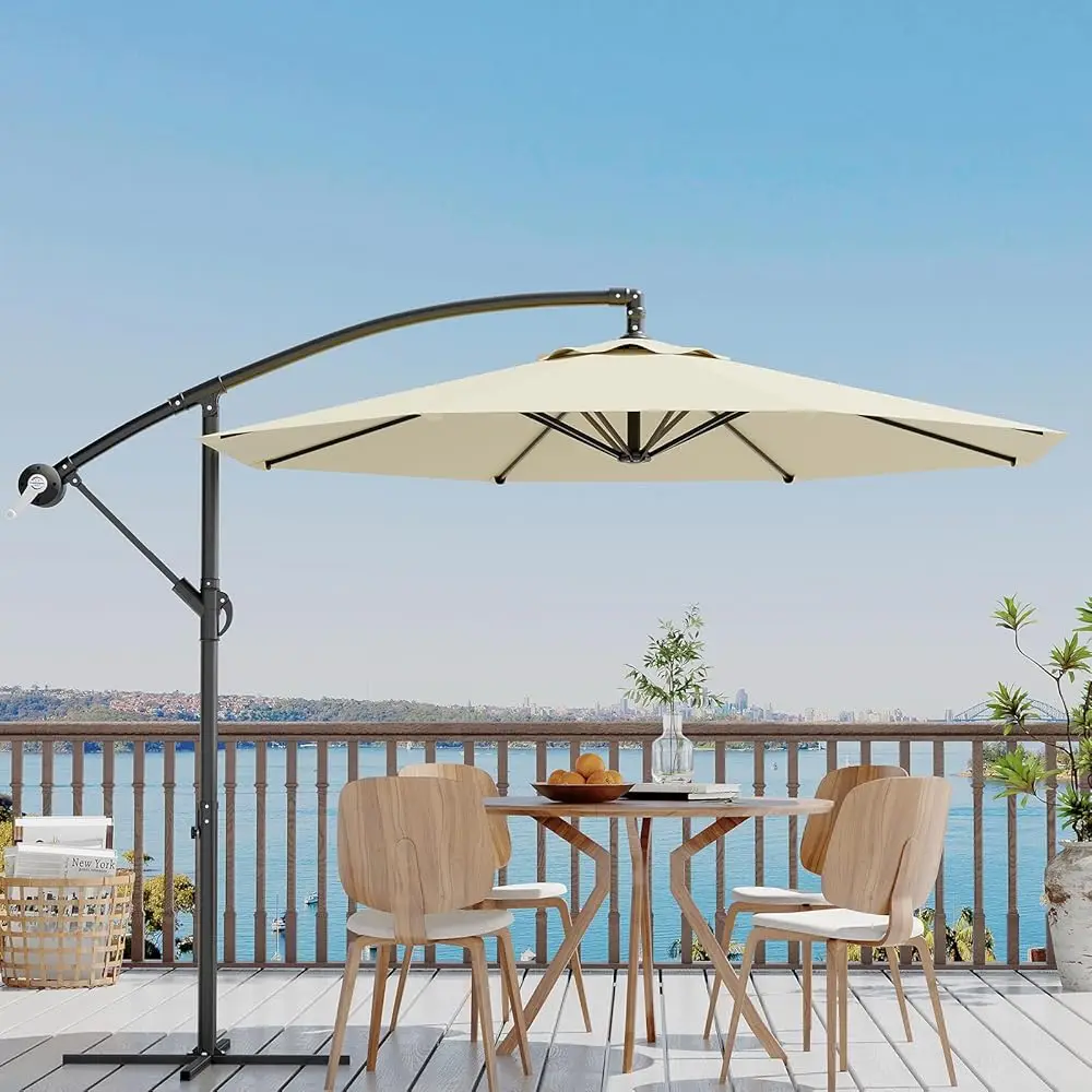 

10Ft Cantilever Umbrella Outdoor Patio, Offset Patio Umbrella With Easy Lift & Tilt Adjustment, Uv Protection Fade Resistant