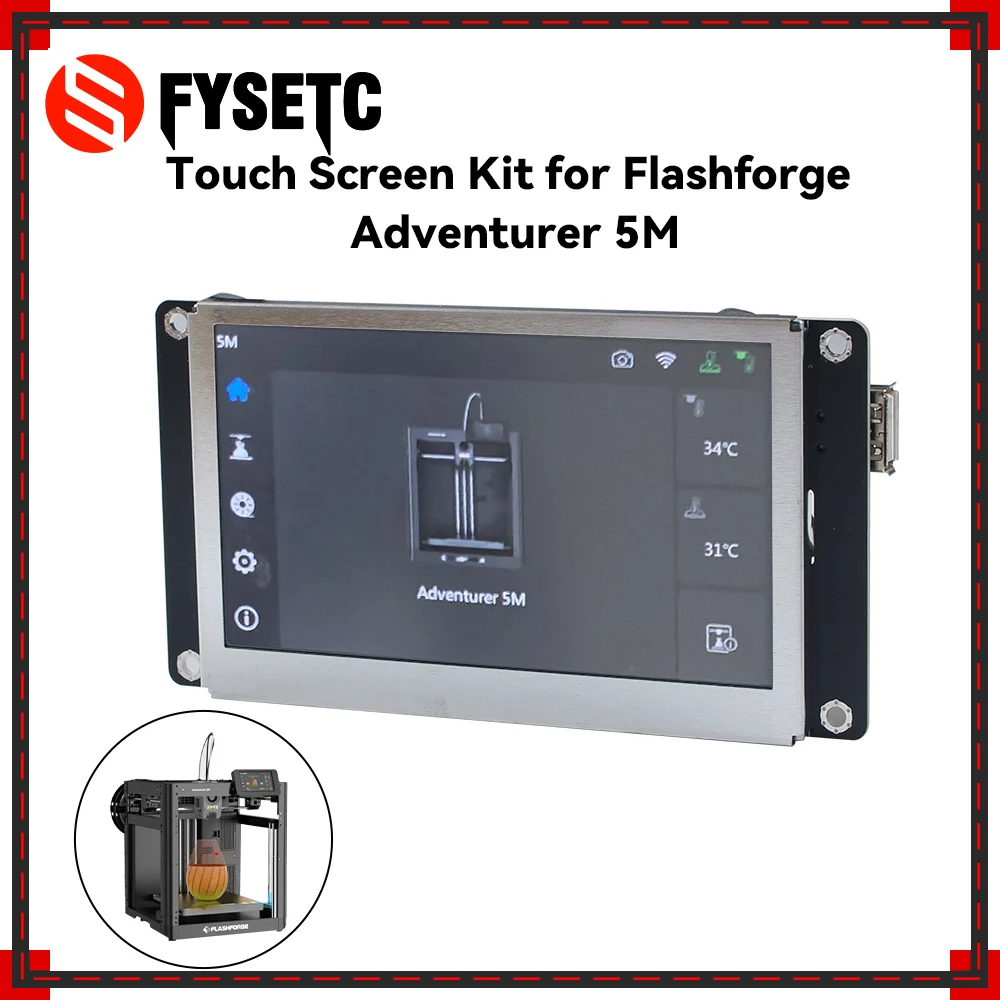 Upgraded Touch Screen Kit For Flashforge Adventurer 5M  Touchable Screen Easy To Install  For AD5M 3D Printer Replaceable Parts