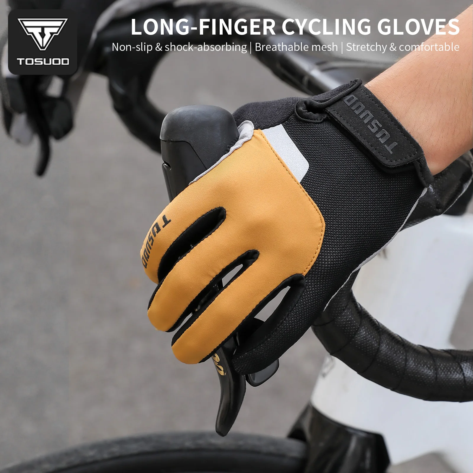 TOSUOD Winter Cycling Gloves MTB Full Finger Bike Gloves Touch Screen Non-Slip Silicone Palm Rest Driving Riding Gloves