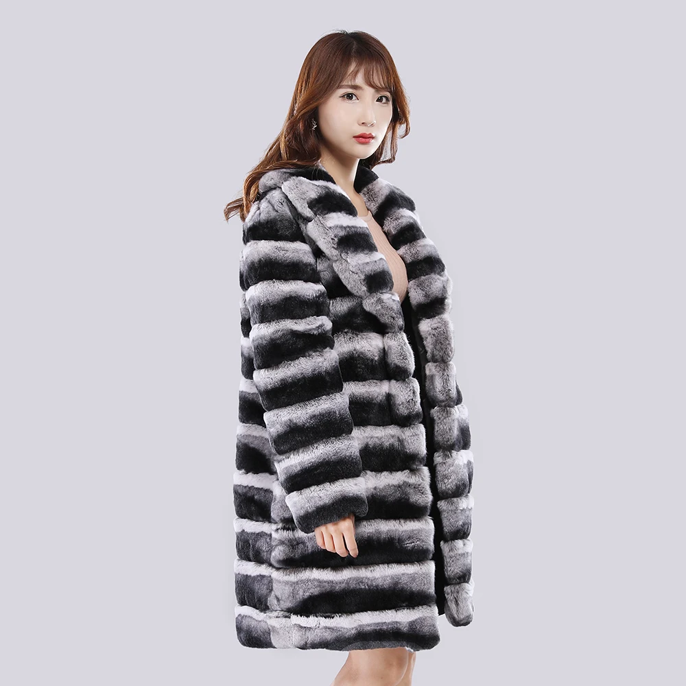 Mantel bulu kelinci keseluruhan Pelt penuh kerah rebah jaket bulu kelinci Rex asli mantel bulu model wanita musim dingin baru