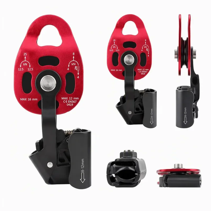 4KN Single Swivel Rope Pulley Heavy Duty Climbing Pulley Block Aviation Aluminum For 8-12mm Rope High Strength Rigging Gear
