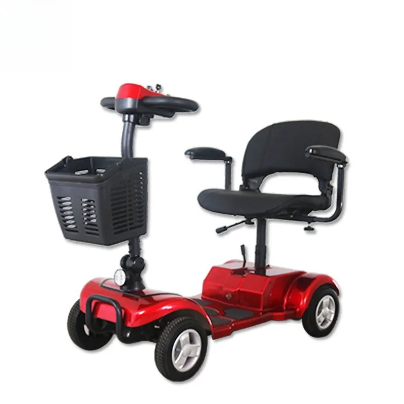 4 Wheel Electric Scooter for Adults, Foldable Elderly Mobility Vehicle, Household Travel Grocery Shopping Compact Electric