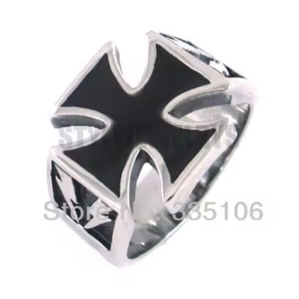 Classic Cross Ring Stainless Steel Jewelry Templar Red Cross Ring Armor Shield Knight Motor Biker Men Ring Wholesale SWR0636A